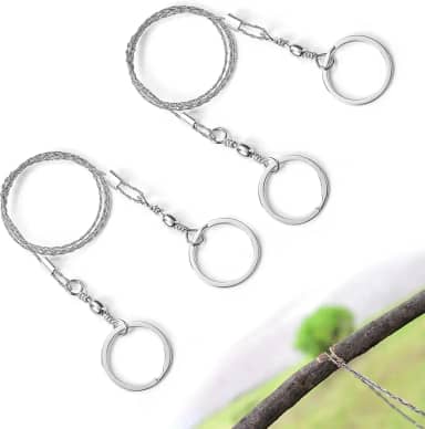 01 Serra de fio de aço inoxidável, serra de bolso manual, serra de cabo de metal, serra de sobrevivência de emergência, serra de corda de bolso manual, para madeira, acampamento, caminhada, caça