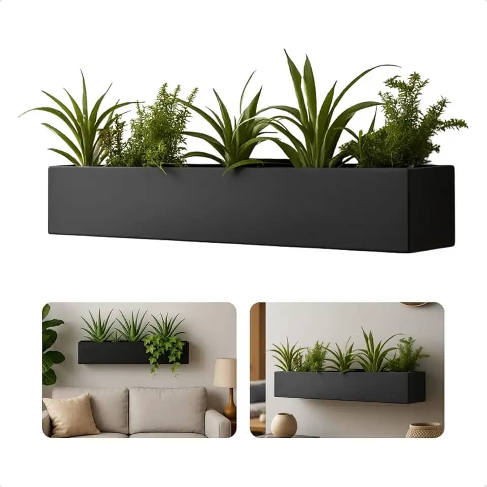 Vaso Suspenso De Parede Moderno Minimalista Elegante Decoração Plantas Sala Quarto Escritório Cozinha Casa Presente (Preto)
