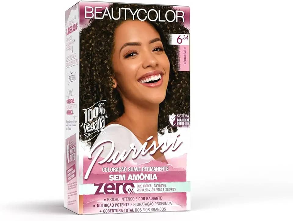 Coloração Suave Permanente sem Amônia 6.34 Chocolate, Purissí