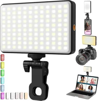 Iluminação Selfie com Clipe Ajustável para Vídeos e TikTok - Luz Auxiliar Led RGB Para Celular Notebook Selfie Led Ring Light Profissional Fotografia Flash Iluminação De Preenchimento De Vídeo E Foto