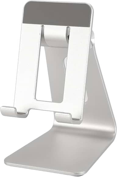 Fockety Suporte ajustável para celular, base antiderrapante de metal, suporte de mesa para celular, suporte de mesa para leitura ao vivo, tablet, acessórios de mesa