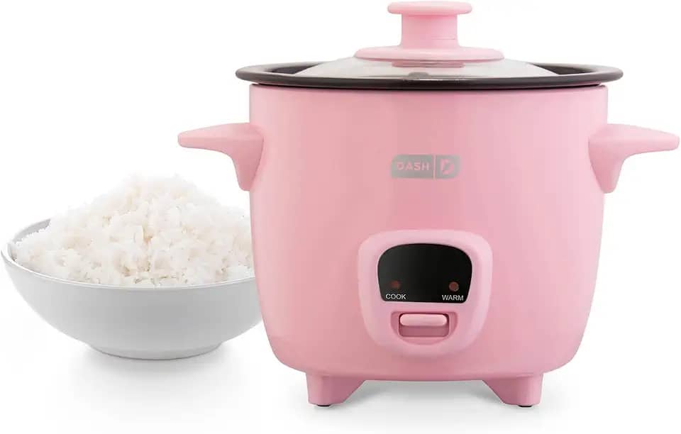 Mini Panela de Arroz DASH - 500ml, Rosa, com Tigela Removível