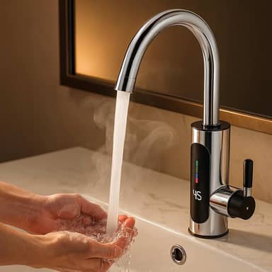 Torneira Elétrica Premium Com Aquecimento Instantâneo, Visor De Temperatura, Giro 360°, Aço Inox, 3000W, 220V, Marca VARENZIA