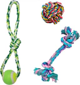 Elo Imports Kit de Brinquedos Mordedores de Corda Resistentes para Cachorros - Brinquedos Duráveis para Cães de Todas as Idades (3und)