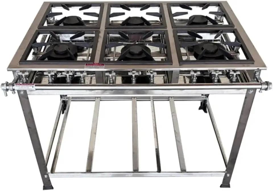 Fogão Industrial 6 Bocas 30x30 P5 em Aço Inox