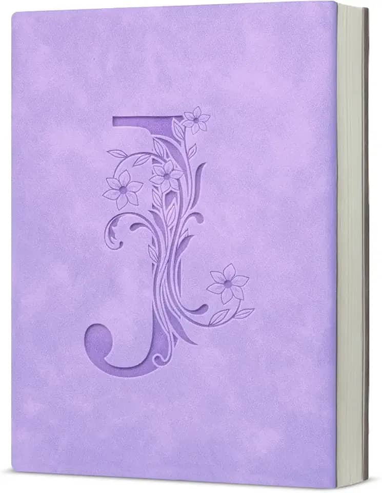 Caderno com letra inicial J, monograma, presente para mulheres, meninas, formatura, aniversário, roxo