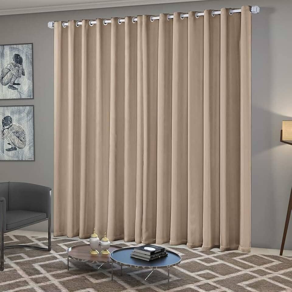 Cortina Blackout/Blecaute Quarto/Sala em Tecido 3,00m x 2,50m com Ilhós Cromado Solaris - Avelã