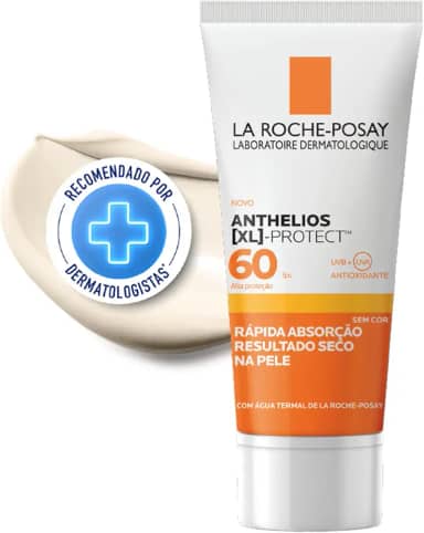 La Roche-Posay Protetor Solar Facial FPS 60 Gel Creme Oil-Free com Ação Hidratante e Antioxidante UVA/UVB para Peles Oleosas Sem Cor, Anthelios XL Protect 40g