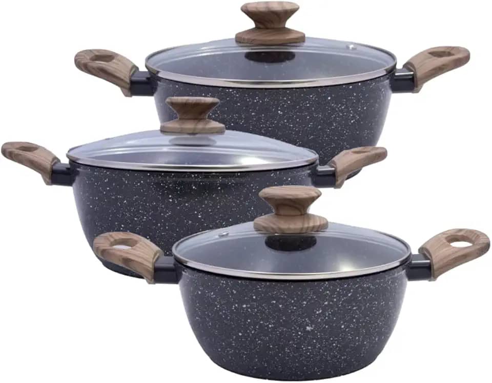 Jogo Panelas Caçarolas Indução 3 Peças Antiaderente Grafite Cerâmica Resistente Cozinha Completa