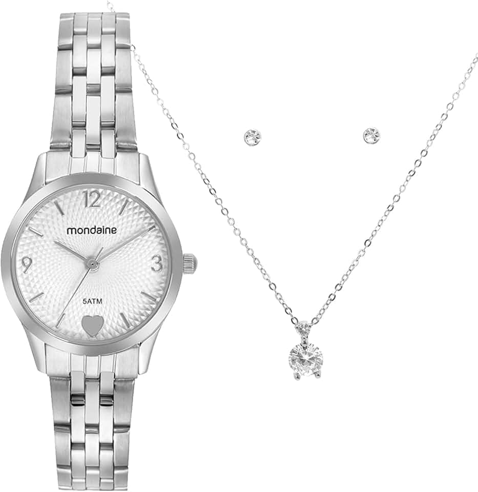 Relógio Mondaine Prata Feminino 32795L0MKNE2K1 Kit Semi-joia