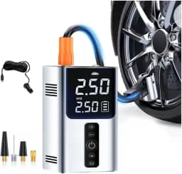 LucZeng Compressor de ar Portátil, bomba de pneu sem fio 150 PSI com inflador de pneu mini com bateria recarregável de 4000 mAh, Luz LED e Função Desligamento Automatico