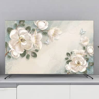 Capa de TV interna com impressão de flores, capas de proteção de TV para TVs LED/LCD, protetor de tela à prova de poeira, capa de tela de tecido macio montada na parede e mesa decoração de sala de
