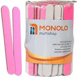 100 Lixas Unha Mini Descartáveis Manicure Pedicure 8 Cm Salão Profissional Beleza Cutícula Unha Podóloga Brinde Mimo Outubro Rosa Eventos Marca Monolo Multishop (Rosa, unidade, 100, Grão 100/180)