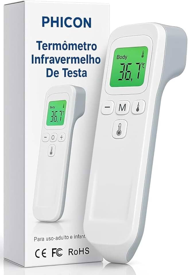 Termometro Bebe Digital De Testa Infravermelho Portátil - Sem Contato Medição Precisa Com Memória E Alarme De Alta Temperatura (LCS-2)