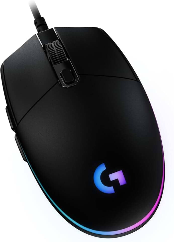 Mouse Gamer Logitech G203 LIGHTSYNC RGB, Efeito de Ondas de Cores, 6 Botões Programáveis e Até 8.000 DPI - Preto