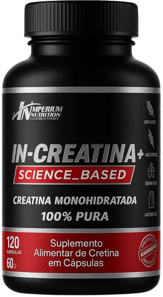 CREATINA 120 CÁPSULAS MONOHIDRATADA - IN-CREATINA+ EM CÁPSULAS DA IMPERIUM NUTRITION PARA HOMENS E MULHERES