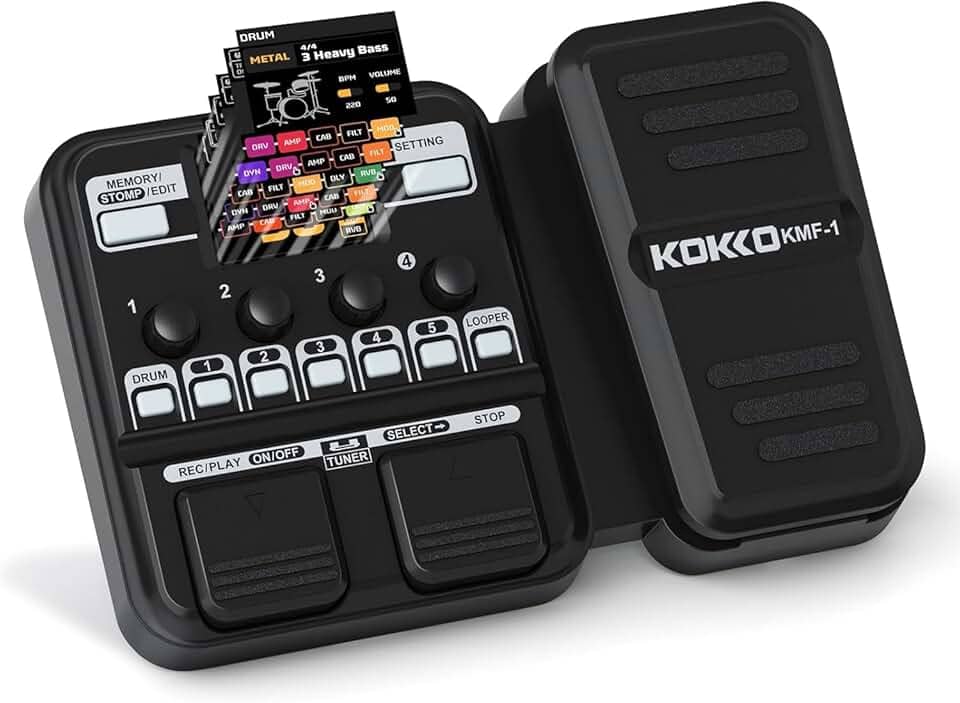 Kokko Guitar Multi-Effects Processor com Pedal de Expressão, Com Mais de 59 Efeitos Integrados, Modelagem de Amplificador, Looper, Seção de Ritmo, Afinador, Alimentado por Bateria Pedaleira guitarra