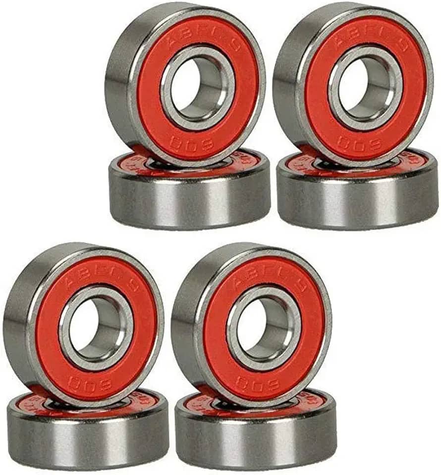 Rolamentos de skate longboard ABEC-9 608 RS de prata vermelha da GCA (8 peças)