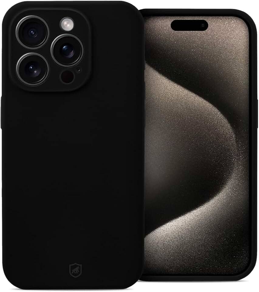 Gshield Capa Case Capinha Silicon Premium Antiderrapante com Interior em Microfibra, Proteção Contra Impressões Digitais, Arranhões, Quedas e Impactos (Preta, iPhone 15 Pro Max)
