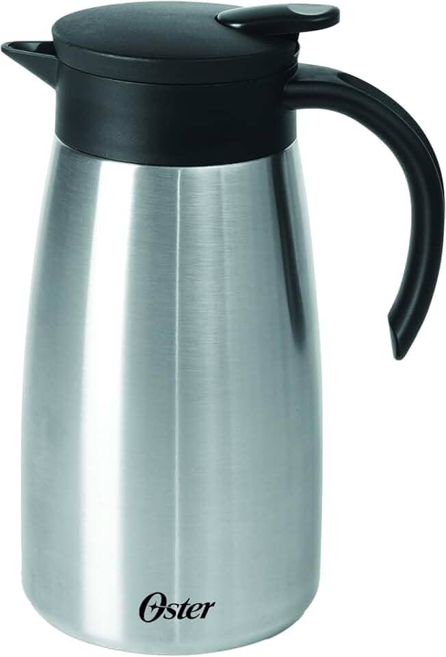 OSTER GARRAFA TÉRMICA EM AÇO INOX 1000ML CASSELBECK– CORPO E CÁPSULA EM AÇO INOXIDÁVEL E TAMPA COM ALÇA EM BAQUELITE