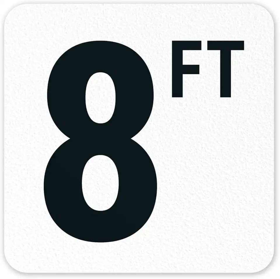 Marcador de profundidade de piscina adesivo de vinil de 2 pés/2,5 m, 15 x 15 cm, marcador de piscina antiderrapante, feito nos EUA por Sigo Signs