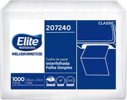 Elite Papel Toalha Interfolhado Folha Simples Com 1.000 Folhas