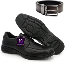Sapato Social Masculino Couro Legitimo + Cinto Masculino Dupla Face