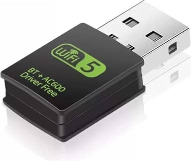 Adaptador USB WiFi Bluetooth, receptor externo de rede sem fio de banda dupla de 600 Mbps 2,4/5 GHz, mini dongle WiFi para PC/laptop/desktop