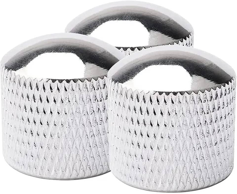Kit C/ 03 Knob Pressão Metal Cromado Para Guitarra Baixo