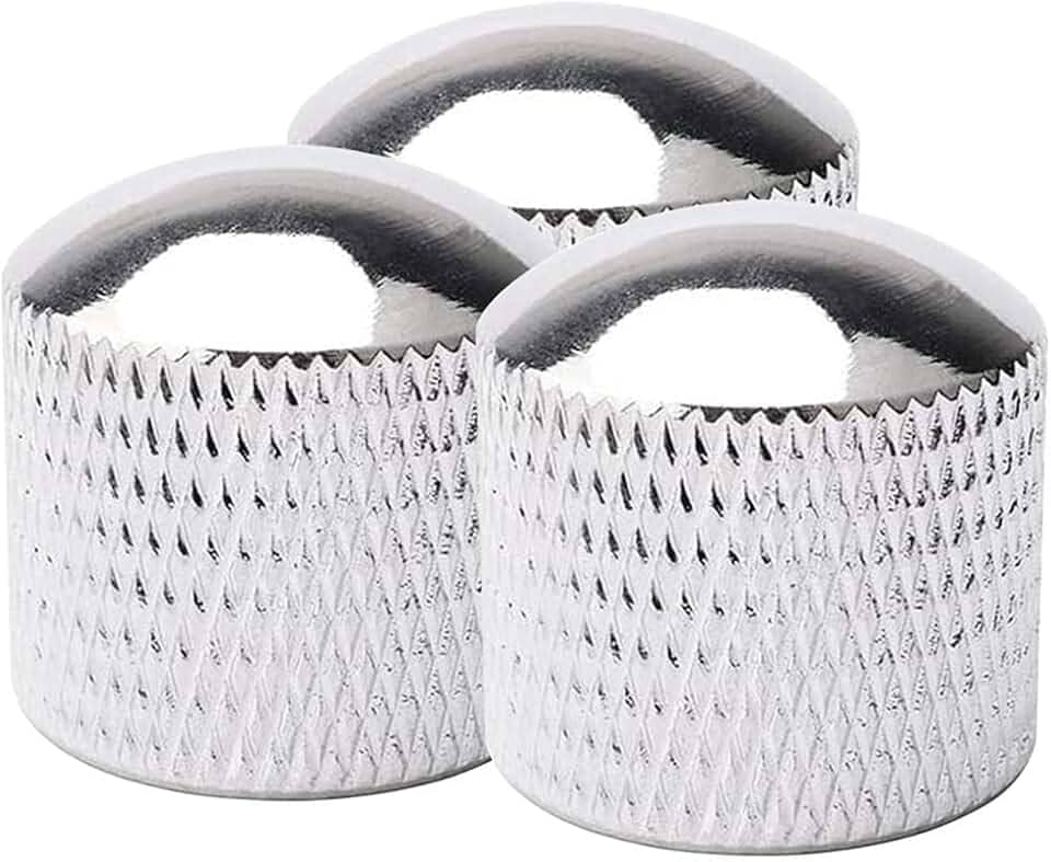 Kit C/ 03 Knob Pressão Metal Cromado Para Guitarra Baixo