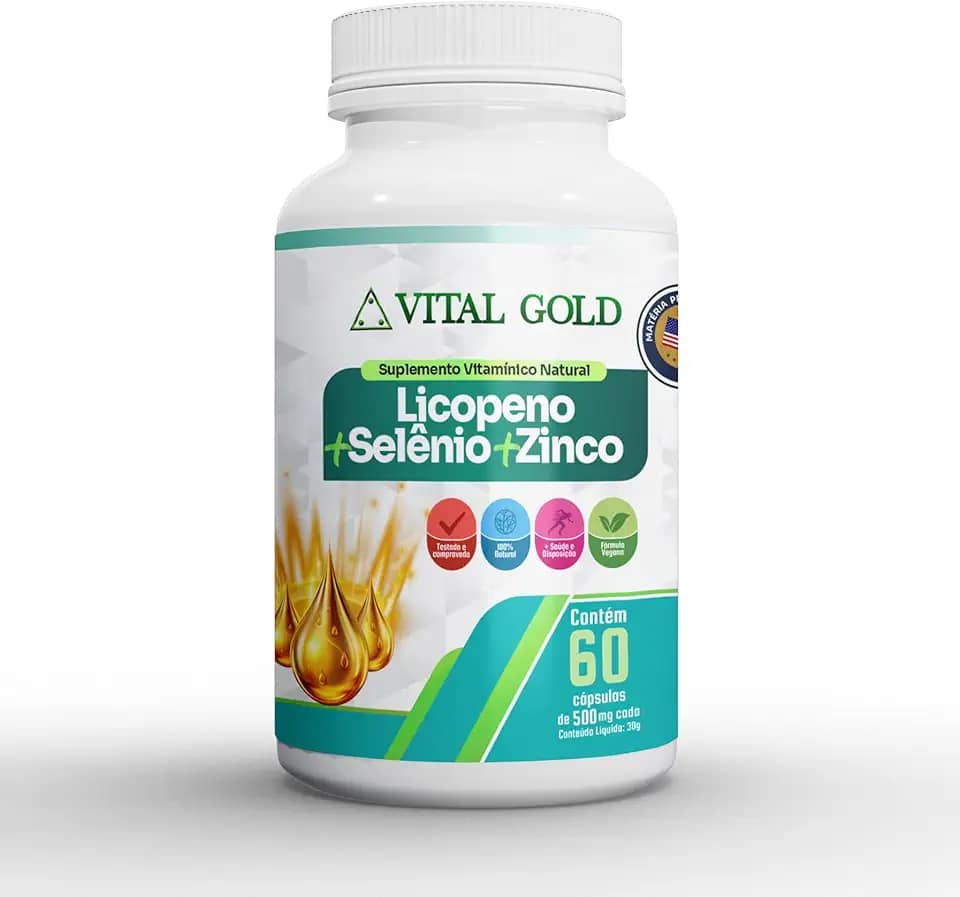 LICOPENO + SELÊNIO + ZINCO - 500mg (60 Cápsulas) VITAL GOLD (1)