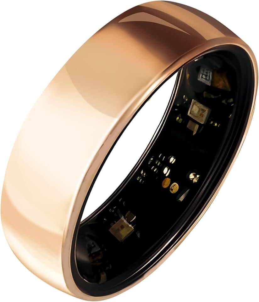 Smart Ring Titanium Fitness Monitor de Sono Monitoramento da Saúde Pressão Arterial Oxigênio no Sangue para iPhone e Android 40 Dias Vida útil da bateria (ouro rosa, 11)