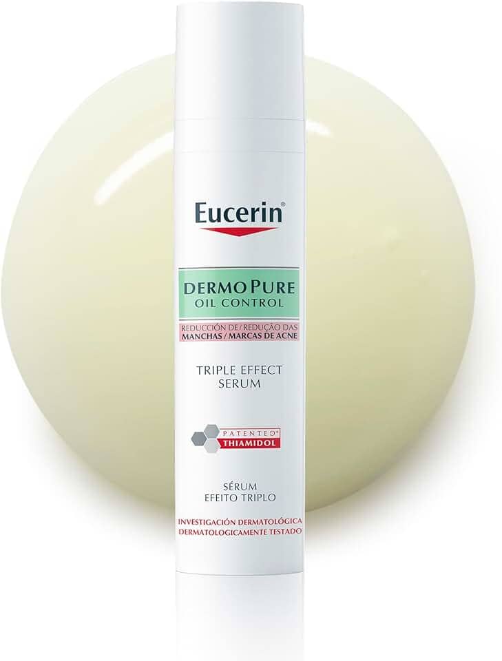 EUCERIN Sérum Facial Antiacne Dermo Pure Efeito Triplo 40ml, Antioleosidade, Antimanchas, Thiamidol, Peles Oleosas