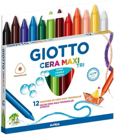 GIOTTO Cera Maxi Tri, Giz de Cera Triangular Estojo com 12 Cores