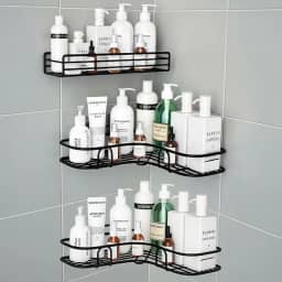 Kit 3 Suportes Porta Shampoo Organizador Prateleira Canto Banheiro Para Sabonete Nicho Para Box Com Adesivo Sem Furar a Parede Premium