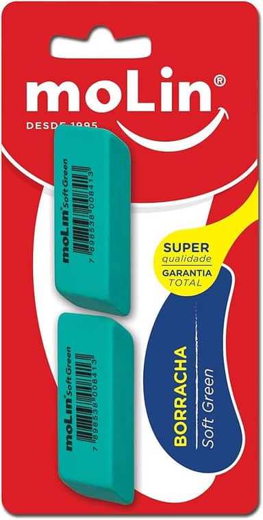 Borracha Soft Green, Molin 14224, Multicor, Pacote de 2