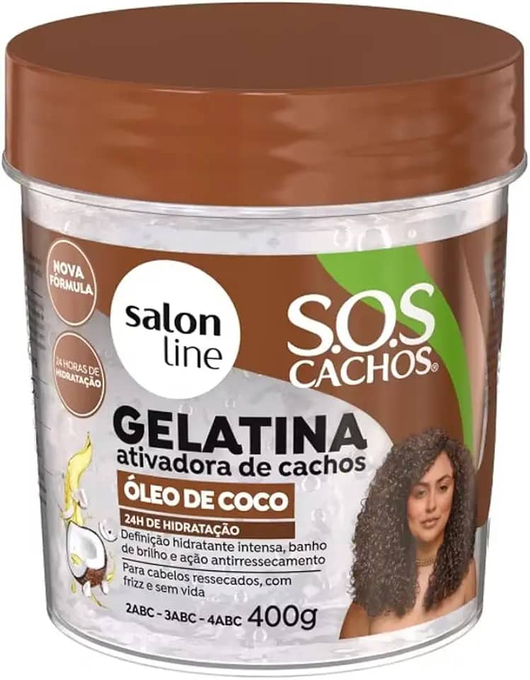 Salon Line, Gelatina Ativadora de Cachos, SOS Cachos, Óleo de Coco, Vegano - Para Cabelos Cacheados, 400 g