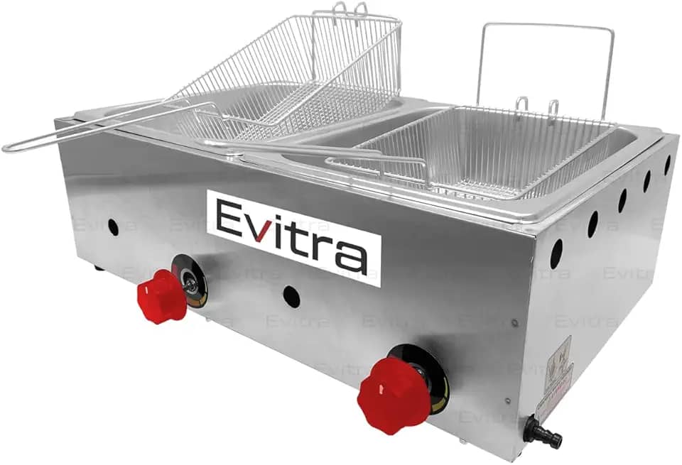 Fritadeira Profissional a Gás com 2 Cubas de Inox – Baixa Pressão, Alta Capacidade e Desempenho Superior – Ideal para Cozinhas Industriais, Restaurantes e Food Trucks – Qualidade e Eficiência