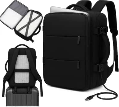 Mochila de viagem grande para mulheres e homens, mochila de mão, mochila de caminhada, Compartimento para Notebook, Sapatos e Entrada USB, para viagens, Cinza, 25L, Mochilas de viagem