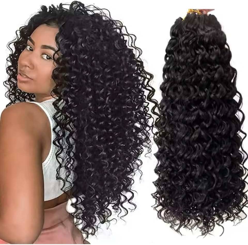 Cabelo Cacheado Orgânico Para Crochet Braid - 320gr 75cm Idêntico ao Cabelo Humano Fibra Premium(Preto)