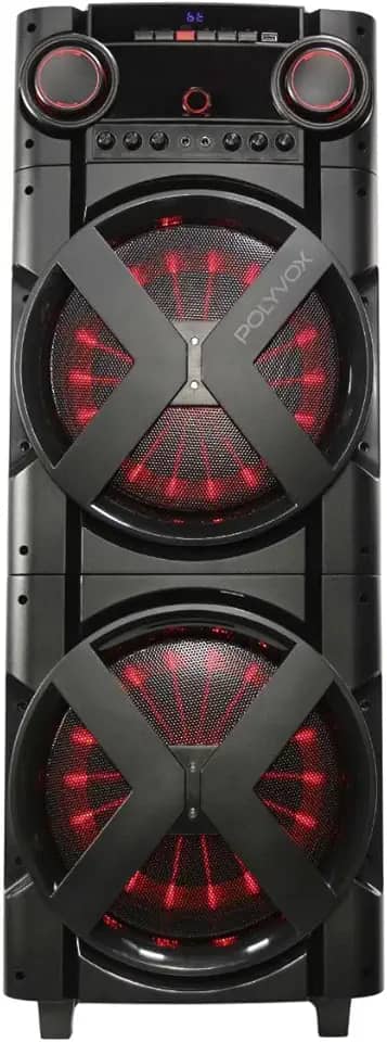 Polyvox, Torre de Som Amplificada Bluetooth Polyvox TWS XT-2000T Bi-volt 2 Woofer de 12"