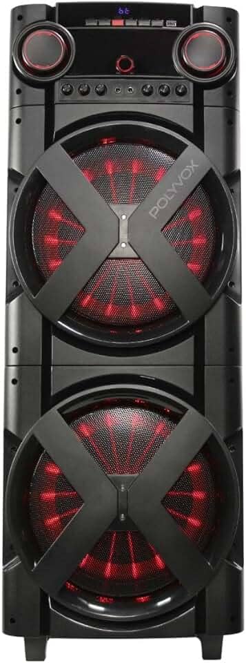 Polyvox, Torre de Som Amplificada Bluetooth Polyvox TWS XT-2000T Bi-volt 2 Woofer de 12"