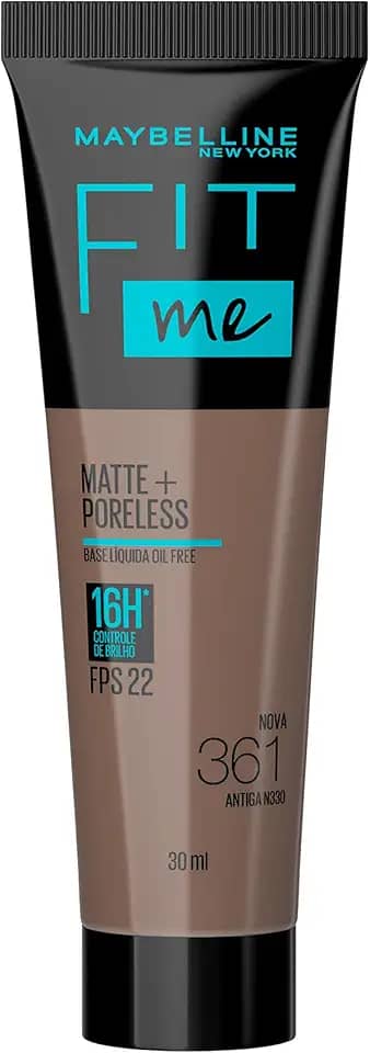 Base Líquida Maybelline NY Fit Me Matte FPS 22 Cor 361 (Antiga N330), 30ml