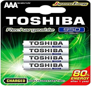 Pilha Recarregável AAA 1,2V 950mAh TNH3GAE TOSHIBA (Cartela com 4 unid.)