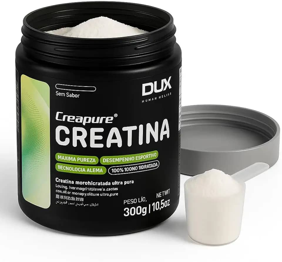 Creatina Creapure 300g monohidratada 100% Pote 300g | Dux Nutration Suplementação ganho muscular hipertrofia