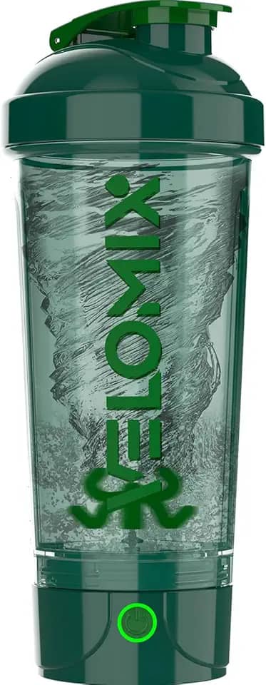 VELOMIX Coqueteleira elétrica de proteína – 680 g | Recarregável USB-C | Coqueteleira à prova de vazamento para shakes de proteína | Liquidificador portátil para shakes e vitaminas (elétrico - verde)