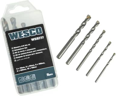 Kit de Brocas Cilíndricas Wesco – 5 Peças | Alta Durabilidade | Aço 40Cr | Tratamento Jateado | Para Concreto, Alvenaria