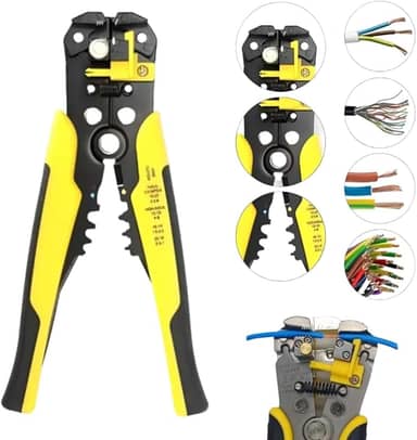 Alicate Desencapador de Fios e Cabos Automatico - Crimpador 3 em 1 - Alicate Descascador Decapador Cortador Profissional Auto Ajustável e Preciso - Linha Premium