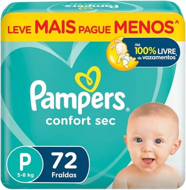 Fralda Pampers Confort Sec Tamanho P 72 Unidades