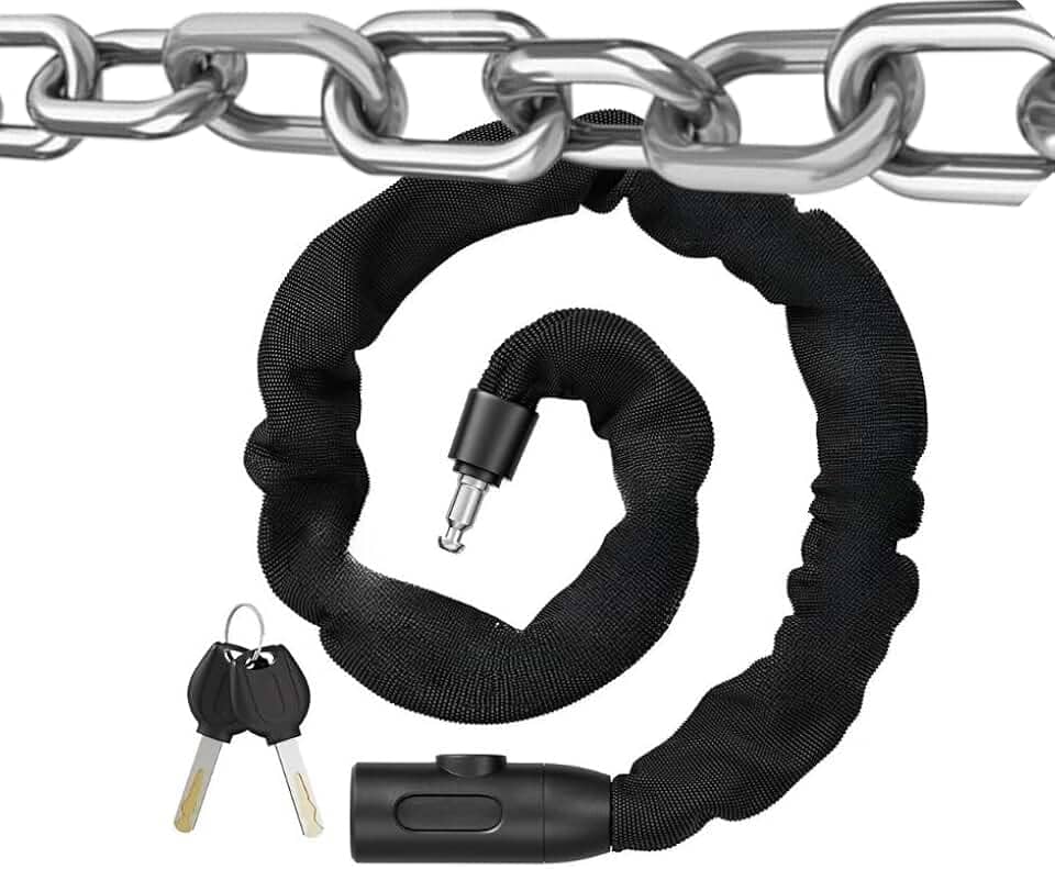 Cadeado Corrente Forte com Elos Lock Trava Para Bicicleta Moto Reforçada Sem Cabos Segredo com Chave Revestida com Tecido Poliéster (900mm)